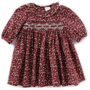 Luli & Me Red Smocked Christmas Dress Size 12 M